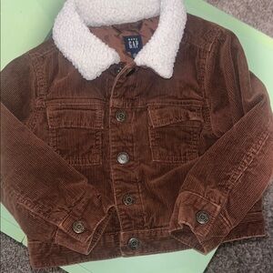 GAP Kids Brown Corduroy Jacket with White Sherpa Collar